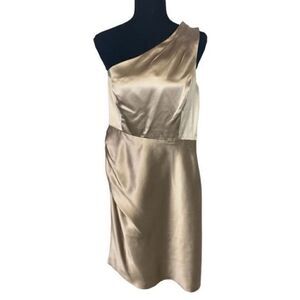 #155- J CREW Champaign silk one shoulder cocktail dress